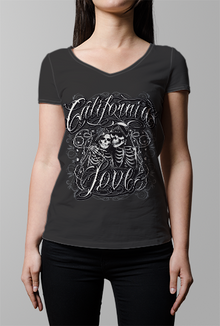 CALIFORNIA LOVE TATTOO Design- WOMENS V-NECK TOP