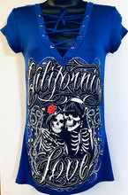 CALIFORNIA LOVE TATTOO Design- WOMENS LACED V-NECK TOP