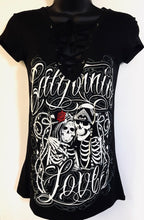 CALIFORNIA LOVE TATTOO Design- WOMENS LACED V-NECK TOP