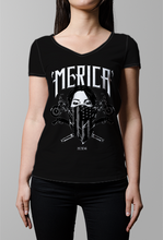 MERICA MASKED TATTOO Design- WOMENS V-NECK TOP