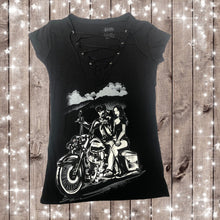 BAGGER HARLEY TATTOO Design - WOMENS LACED V-NECK TOP