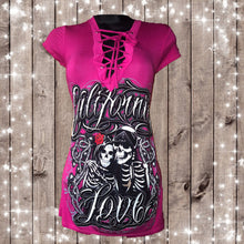 CALIFORNIA LOVE TATTOO Design- WOMENS LACED V-NECK TOP