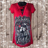 CALIFORNIA LOVE TATTOO Design- WOMENS LACED V-NECK TOP