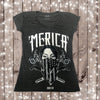 MERICA MASKED TATTOO Design- WOMENS V-NECK TOP