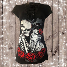 TIL DEATH TATTOO Design- WOMENS LACED V-NECK TOP