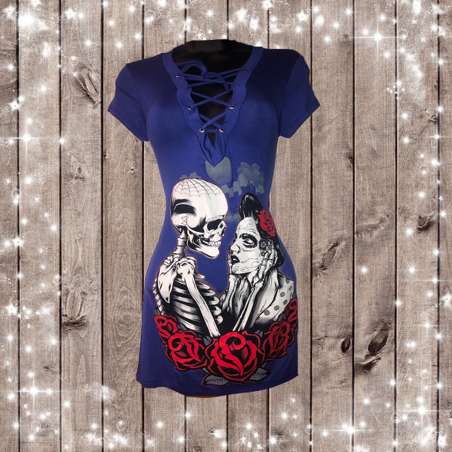 TIL DEATH TATTOO Design- WOMENS LACED V-NECK TOP